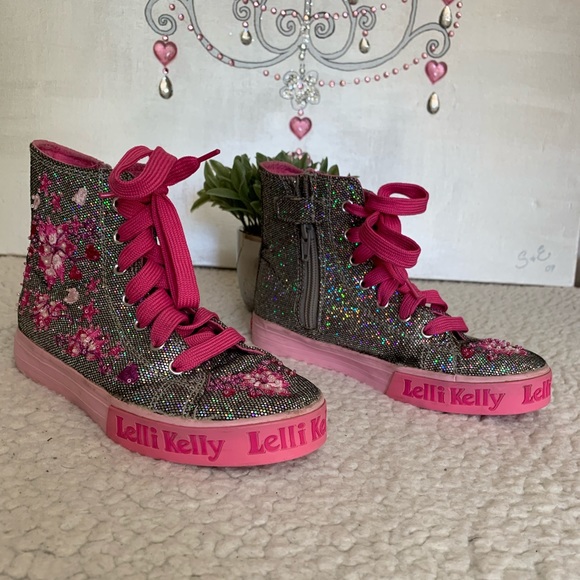 Lelli Kelly pink and silver high tops - Picture 9 of 16